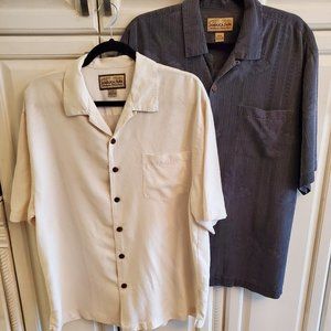 2 JAMAICAN JACK HAWAIIN SHIRTS WOOD BUTTONS